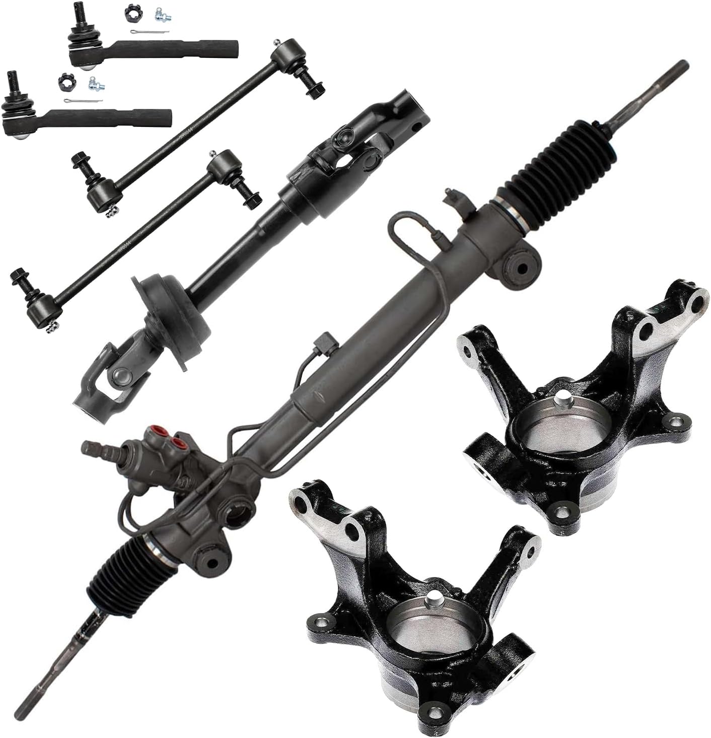 8pc Power Steering Rack and Pinion Intermediate Steering Shaft & Knuckles Kit