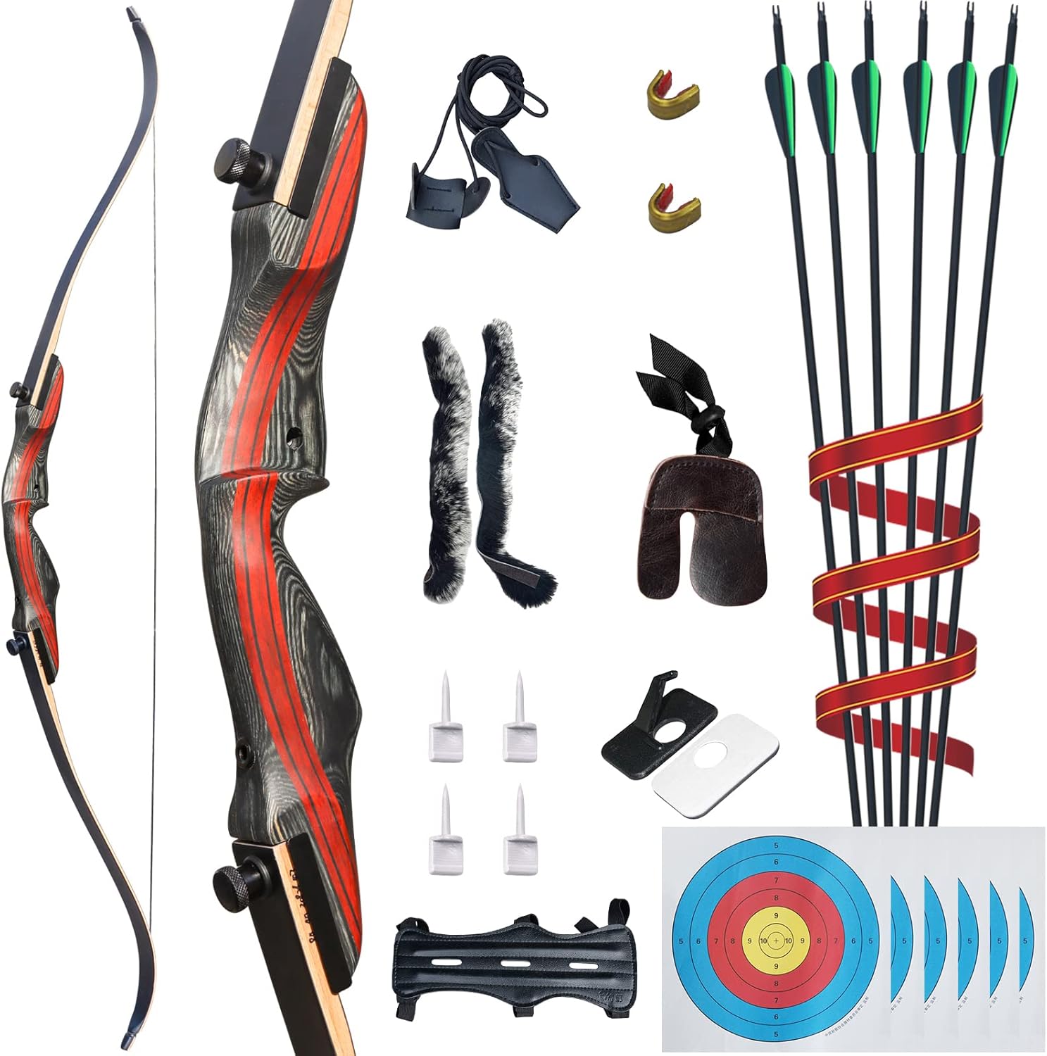 XIMISPT 60" Takedown Recurve Bow Wooden Bow and Arrow for Adults
