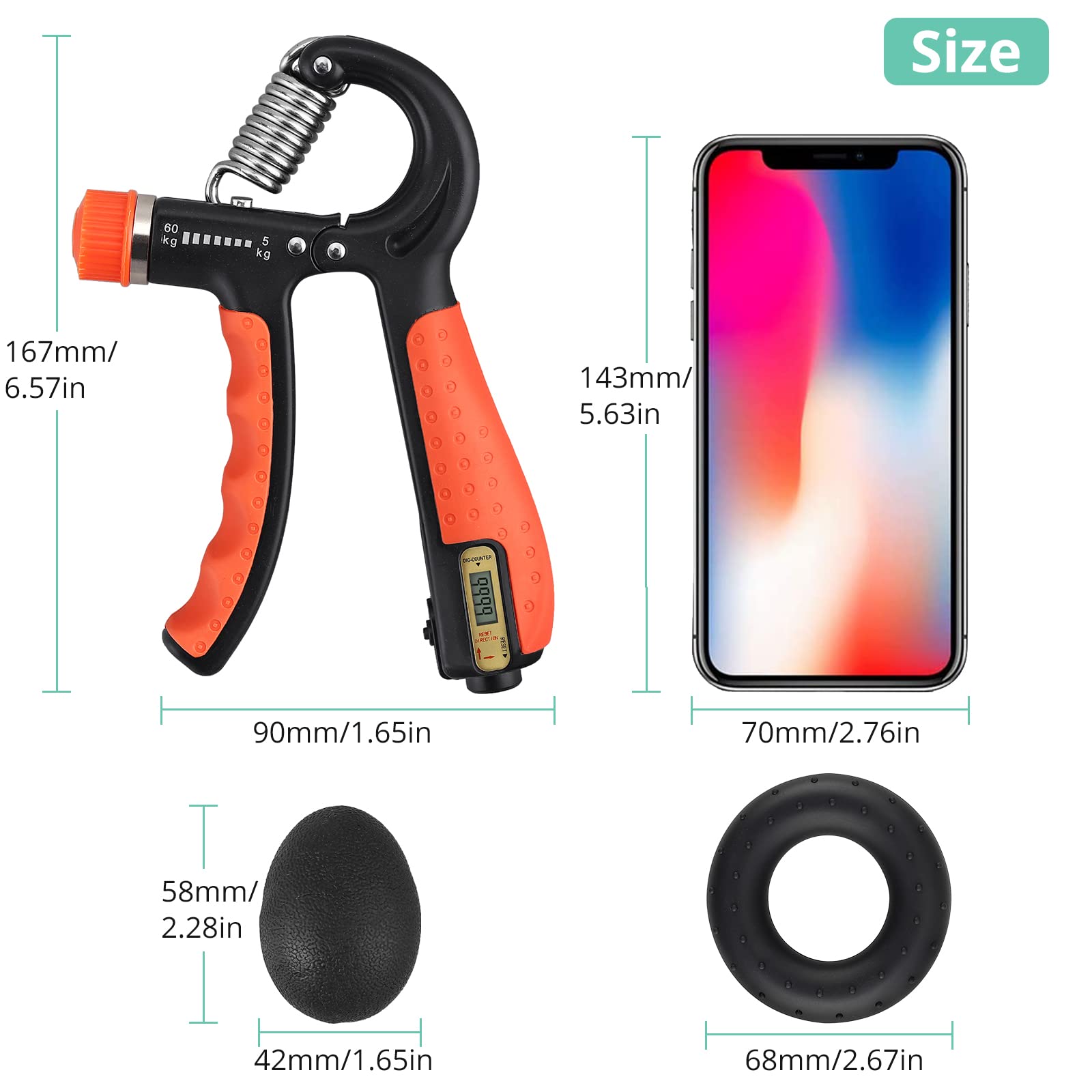 Amazon | VINTEAM 電子ハンドグリップ強化 4個 手首強化 5~60kg 調節