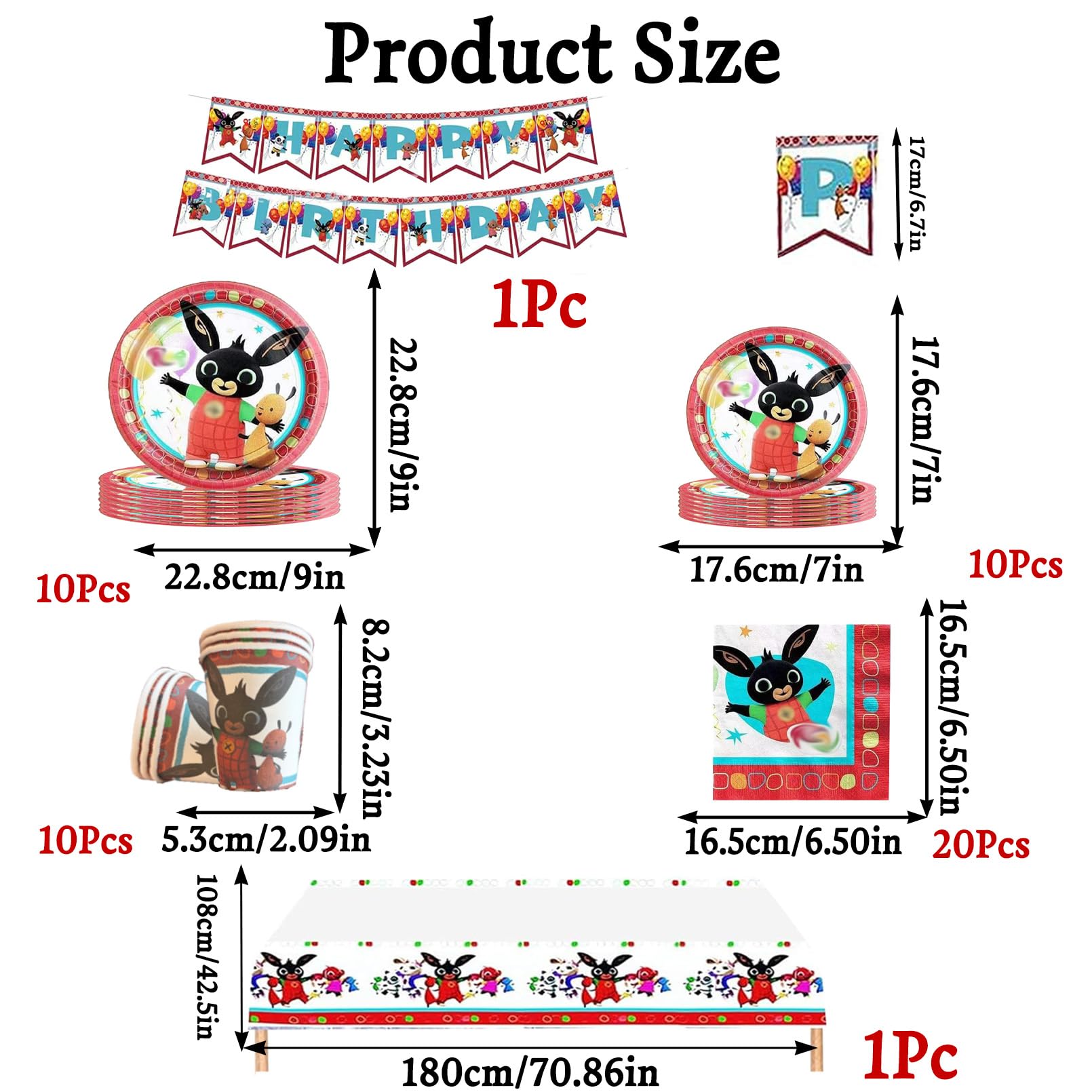91 Pezzi Bunny Set Festa Compleanno, Tovaglia Compleanno,Bunny Addobbi Compleanno,Stoviglie Per Feste Di Compleanno