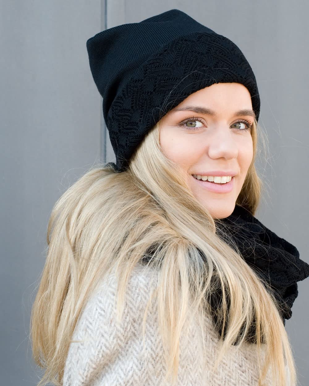 Invero, Merino Wende-Mütze Sany, 100% Wolle