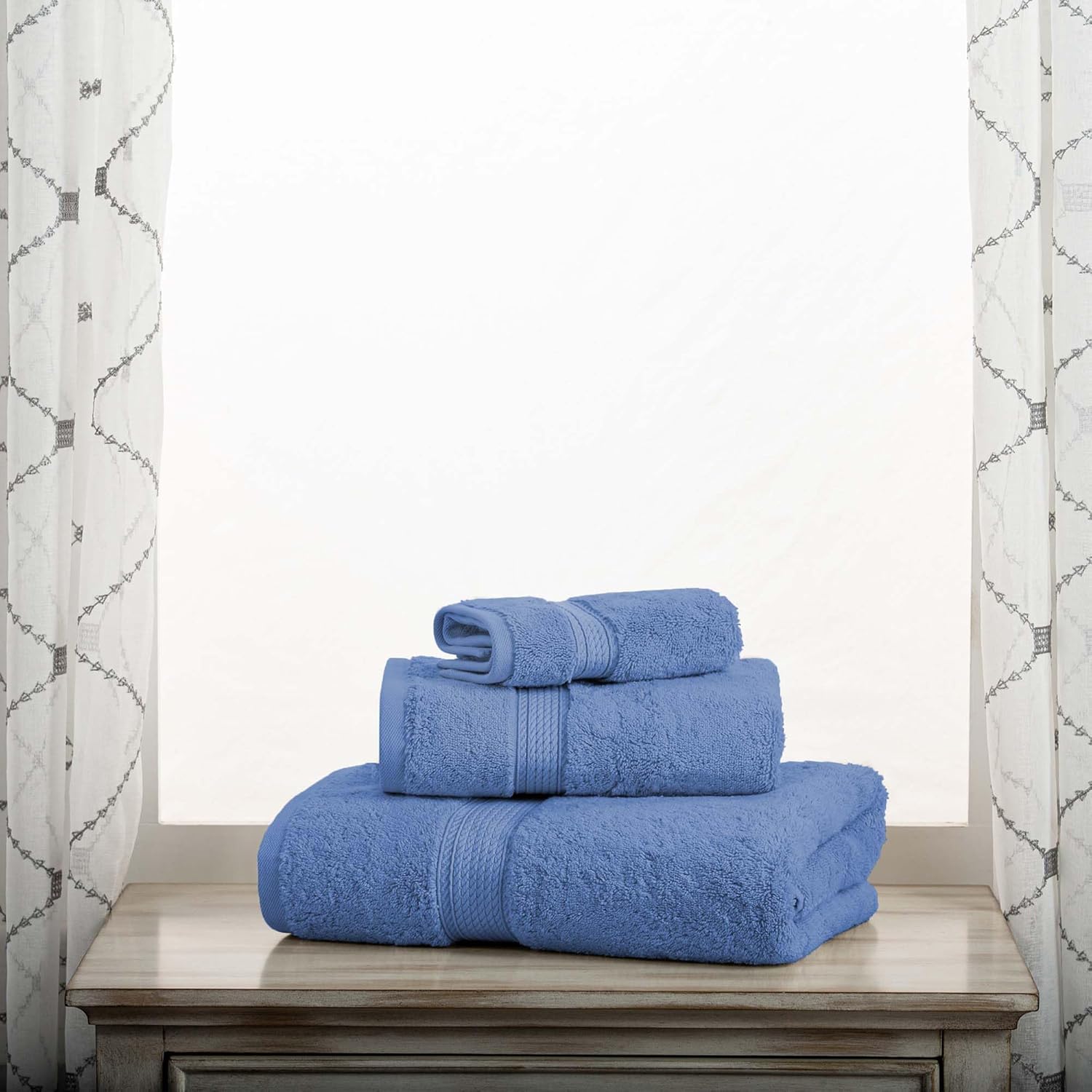 Superior Juego de Toallas de Pelo de algodón Egipcio de 3 Piezas, Incluye 1 Baño, 1 de Mano, 1 Toalla de Cara, Toallas de Lujo ultrasuaves, Esenciales de Felpa Gruesa, SPA, Baño de Invitados