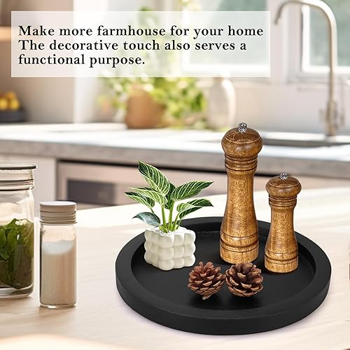 Miniatura 7 de Bandeja decorativa redonda para mesa de café, mesa de comedor, encimera, pequeñas bandejas de servir de madera, decoración de cocina de granja,