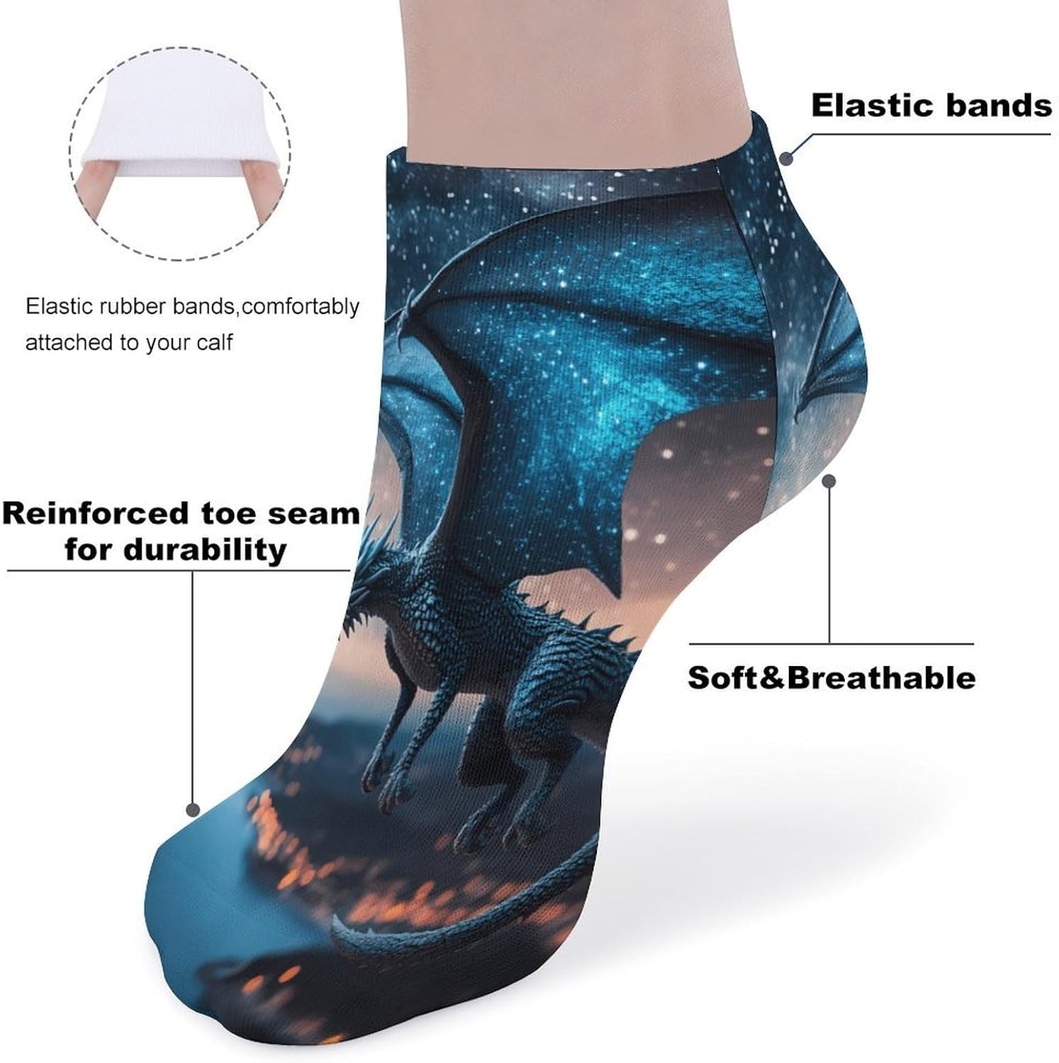 Flying Dragon Ankle Socks for Men Women Low Cut Crew Sock Casual Sports Clothing