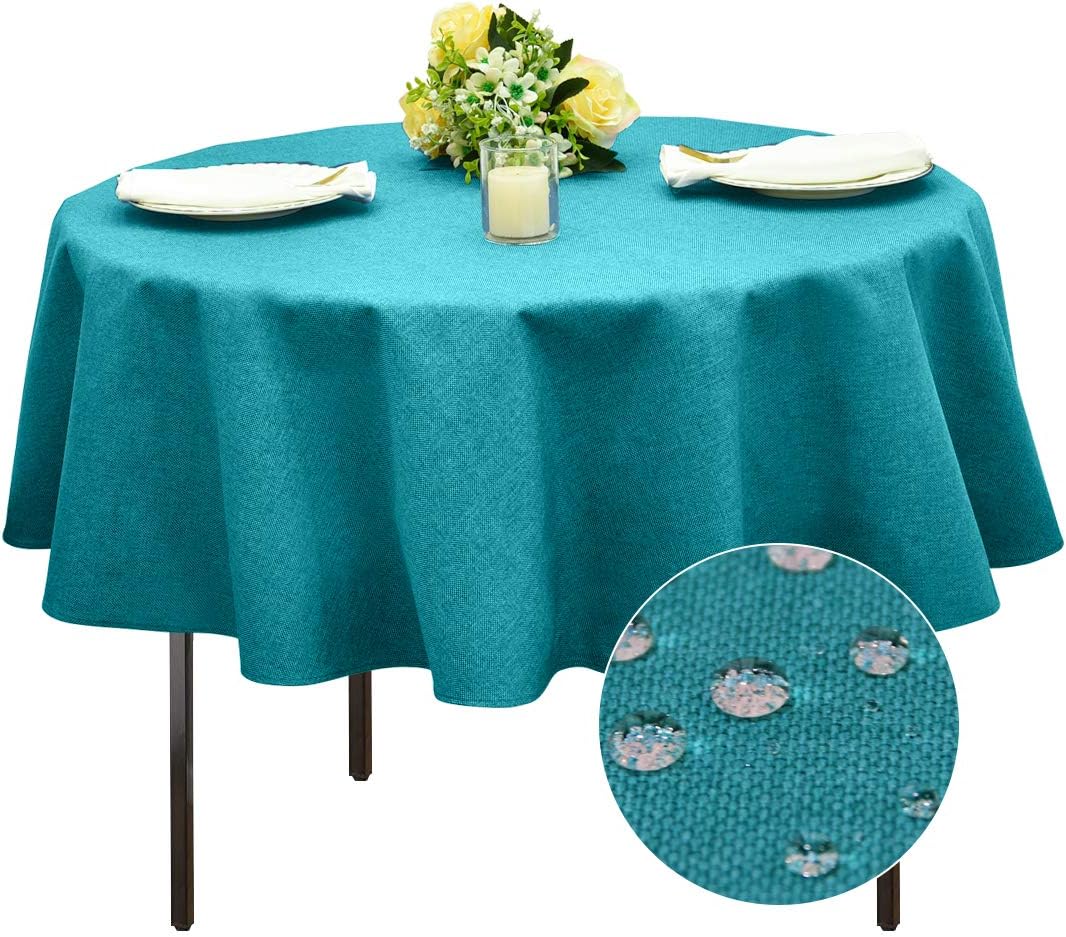 Nappe De Table Ronde Avec Bordures De Dentelle Lavable Tissu De Table Coton Lin Moderne Pour