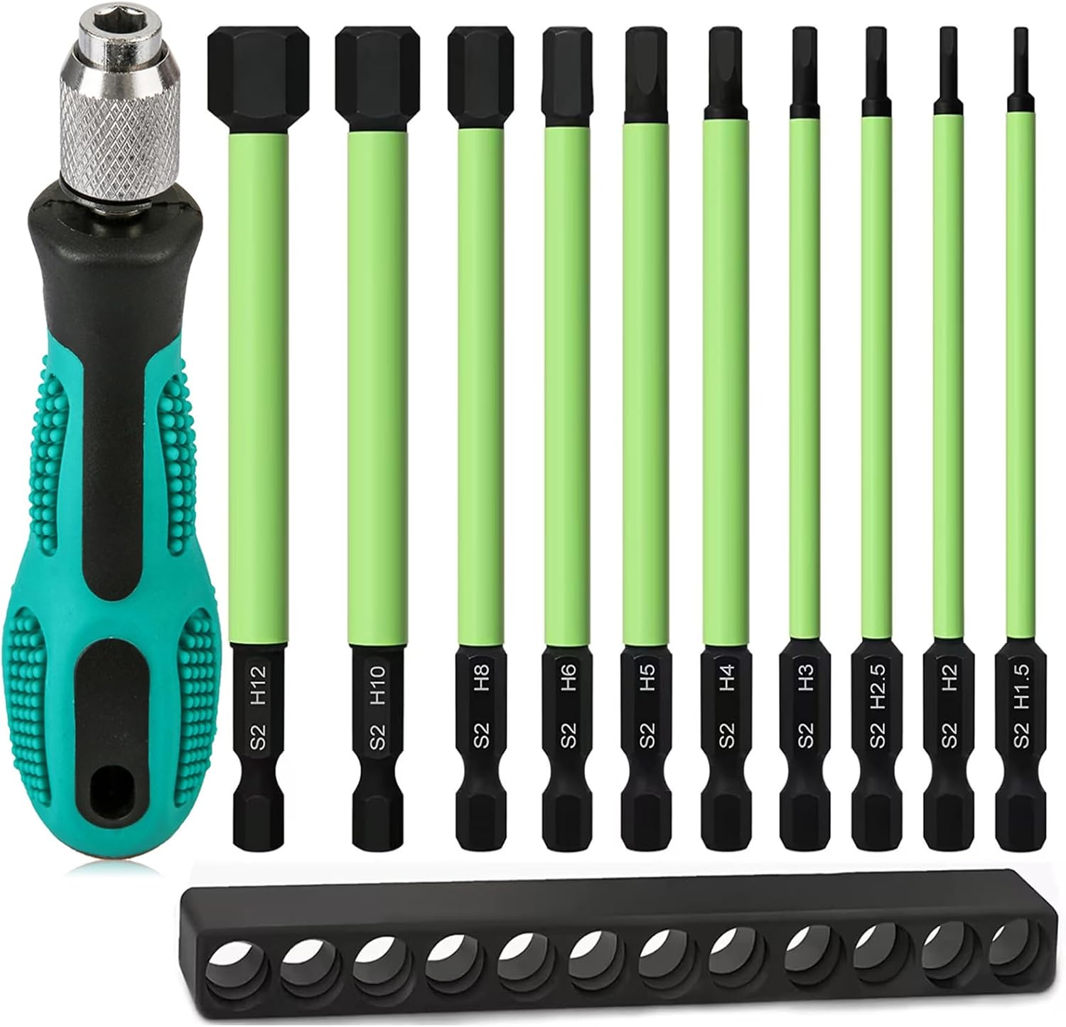 TLEEP 1/4" Hex Head Allen Wrench Drill Bits Long 100MM + Quick Change