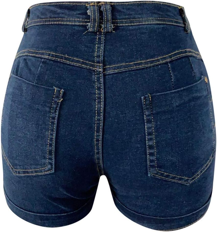 JOFOW Shorts Womens Denim Solid Tie Strappy High Waist Mini Pants