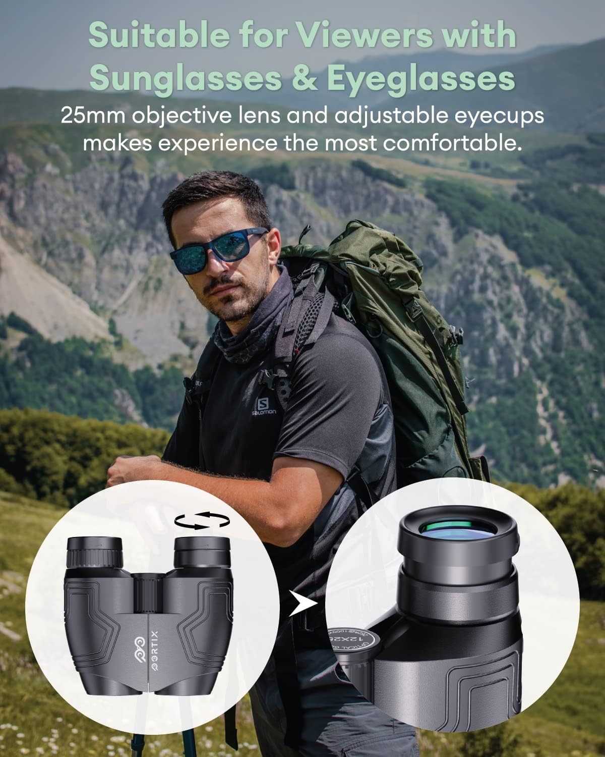 New 2023 12x25 Compact Binoculars for Adults Kids with Low Light Night Vision - Waterproof Easy Focus Binoculars for Hunting Bird Watching Outdoor Travel Sport Games - Large Eyepiece : Electronics