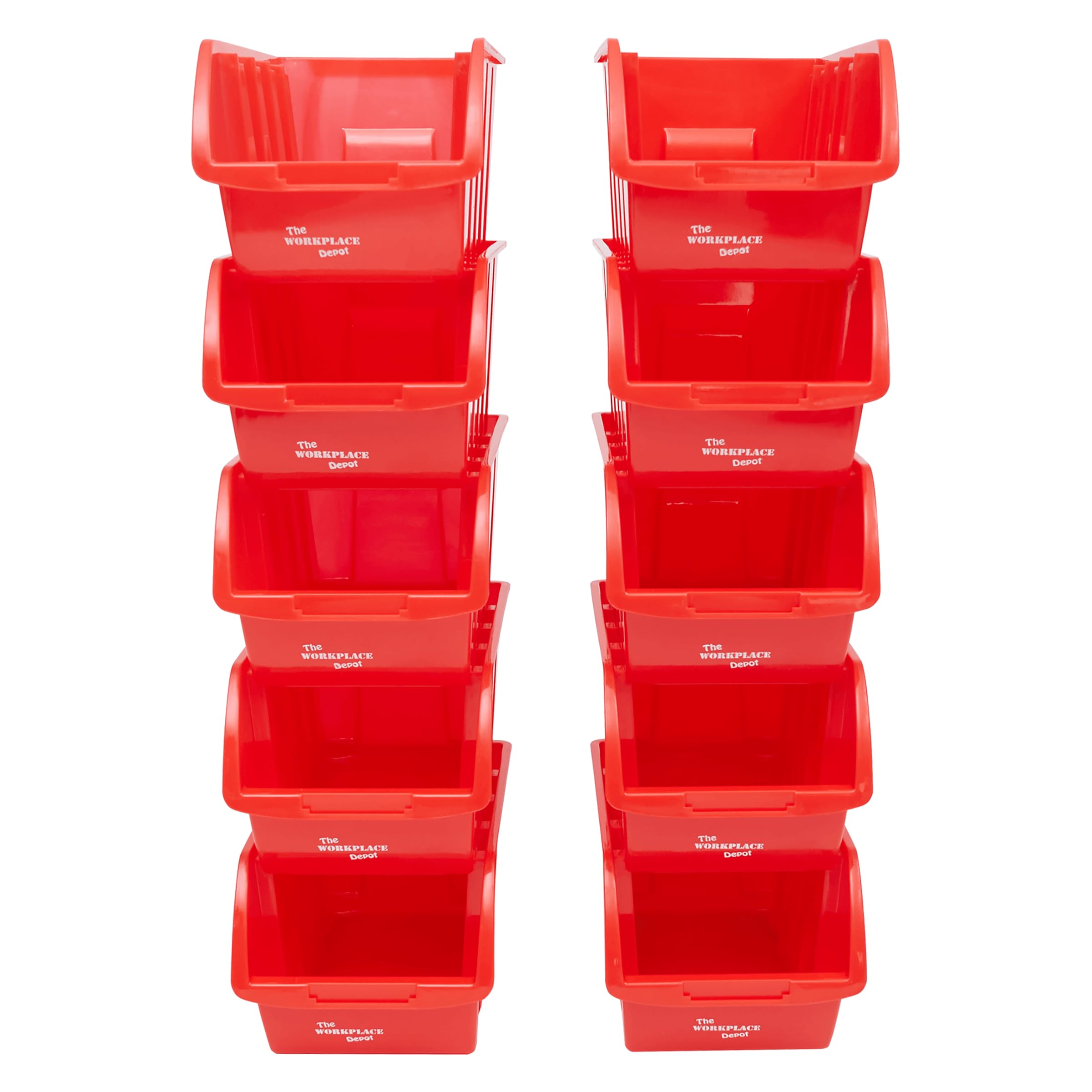 The Workplace Depot Red Plastic Nesting Small Parts Bins - Pack Of 10 - 127(H) X 150(W) X 235(D) Mm (Red)
