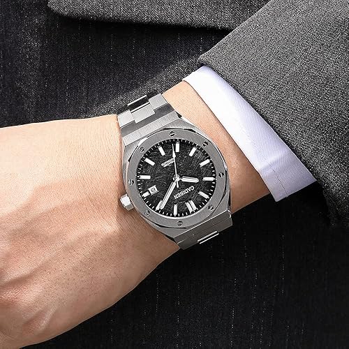 Miniatura 6 de CADISEN Reloj mecánico automático para hombre, 328.1 ft, impermeable, marca de lujo, casual, de negocios, reloj de pulsera, 42mm