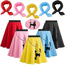Panitay Womens Poodle Skirt 50s Retro Costume Set Poodle Print Skater Dress High Waist Swing Tee Cocktail Party Dress