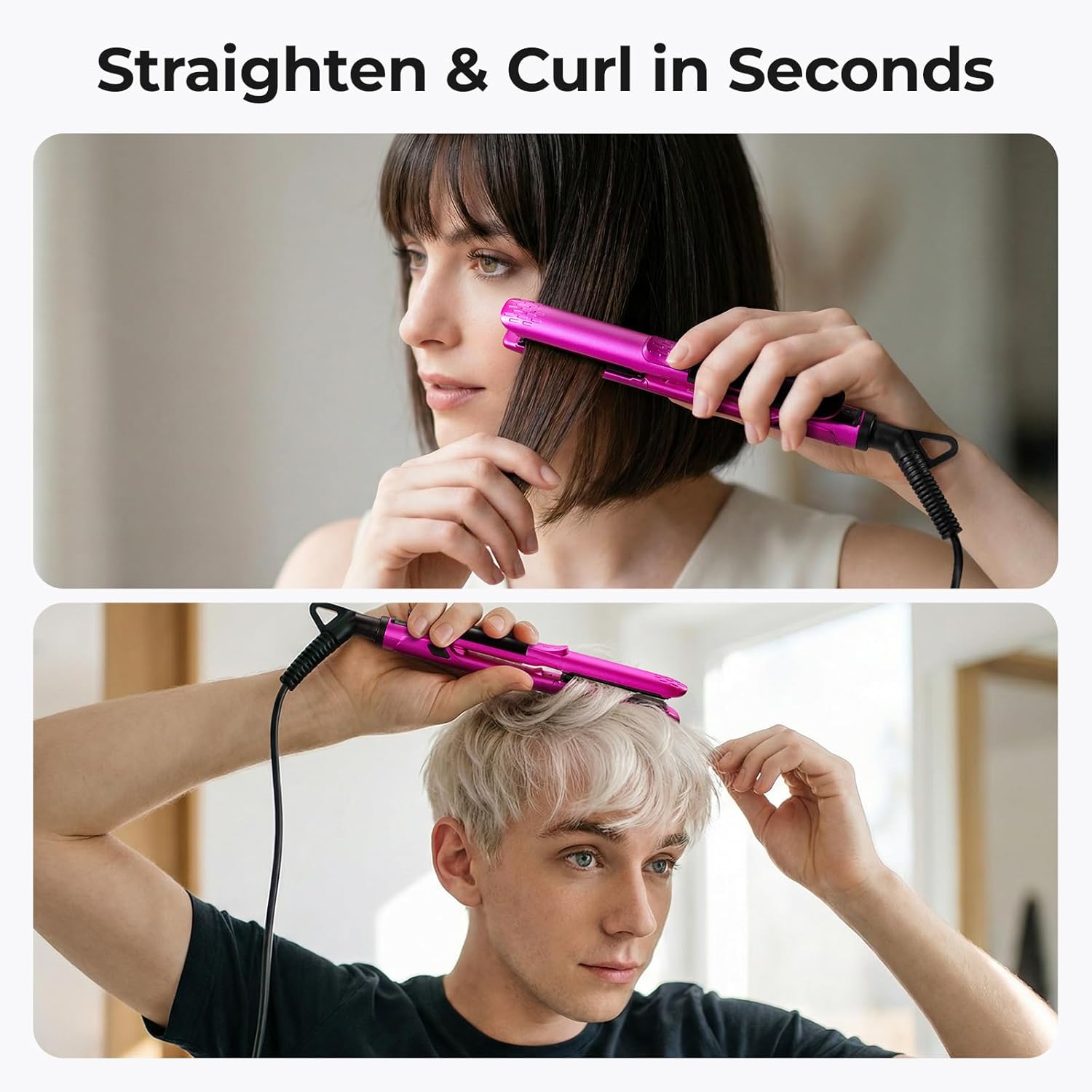 ORYNNE Mini Flat Iron 1/2 Inch with 5 Adjustable Temperatures, Tourmaline Ceramic Small Hair Straightener for Short Hair, Bangs, Beard, Pixie, Edge - Dual Voltage Travel Curling Iron, Auto-Off