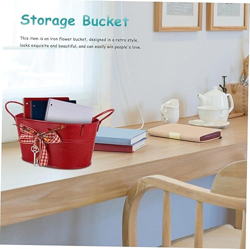 Miniatura 8 de Cubo de almacenamiento de jardín Love Lock Oval Tin Bucket Flower Arrangement Container