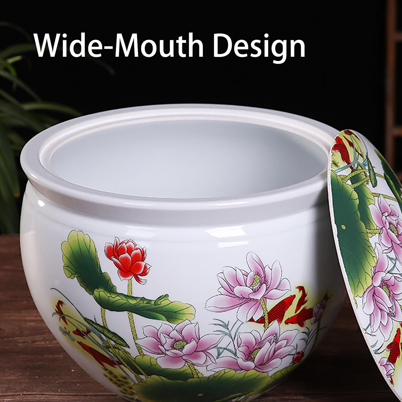 Ceramiczny Pojemnik na Ryż Ceramiczne Wiadro na Ryż z Pokrywką, Dozownik Pojemniki na Żywność Słoik, Pojemnik Kuchenny Kanister, na Kawę Orzechy Ryżowe Przekąski Mąka(Style K,10kg)