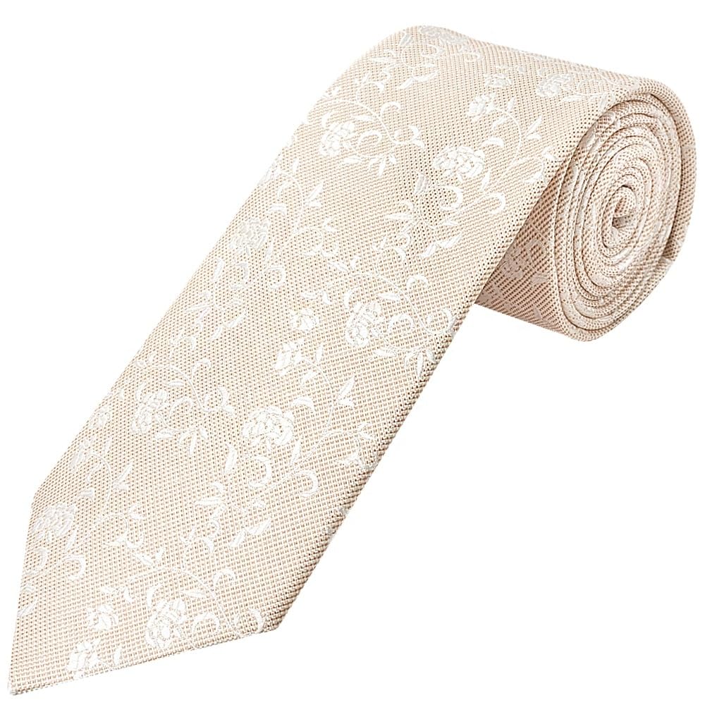 Ties R Us Men's Champagne Floral Classic Tie