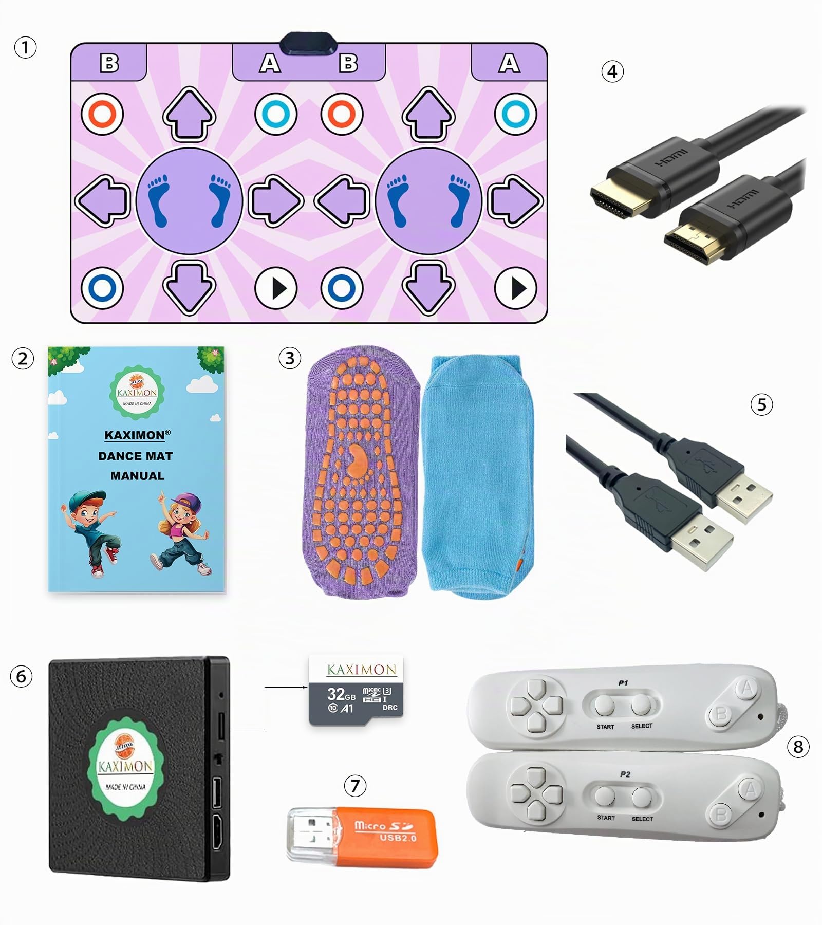 Doppio tappetino da ballo per adulti e bambini, tappetino da ballo TV antiscivolo con controller wireless HDMI, regalo per ragazze e ragazzi dai 3 ai 12 anni, plug and play, manuale in inglese