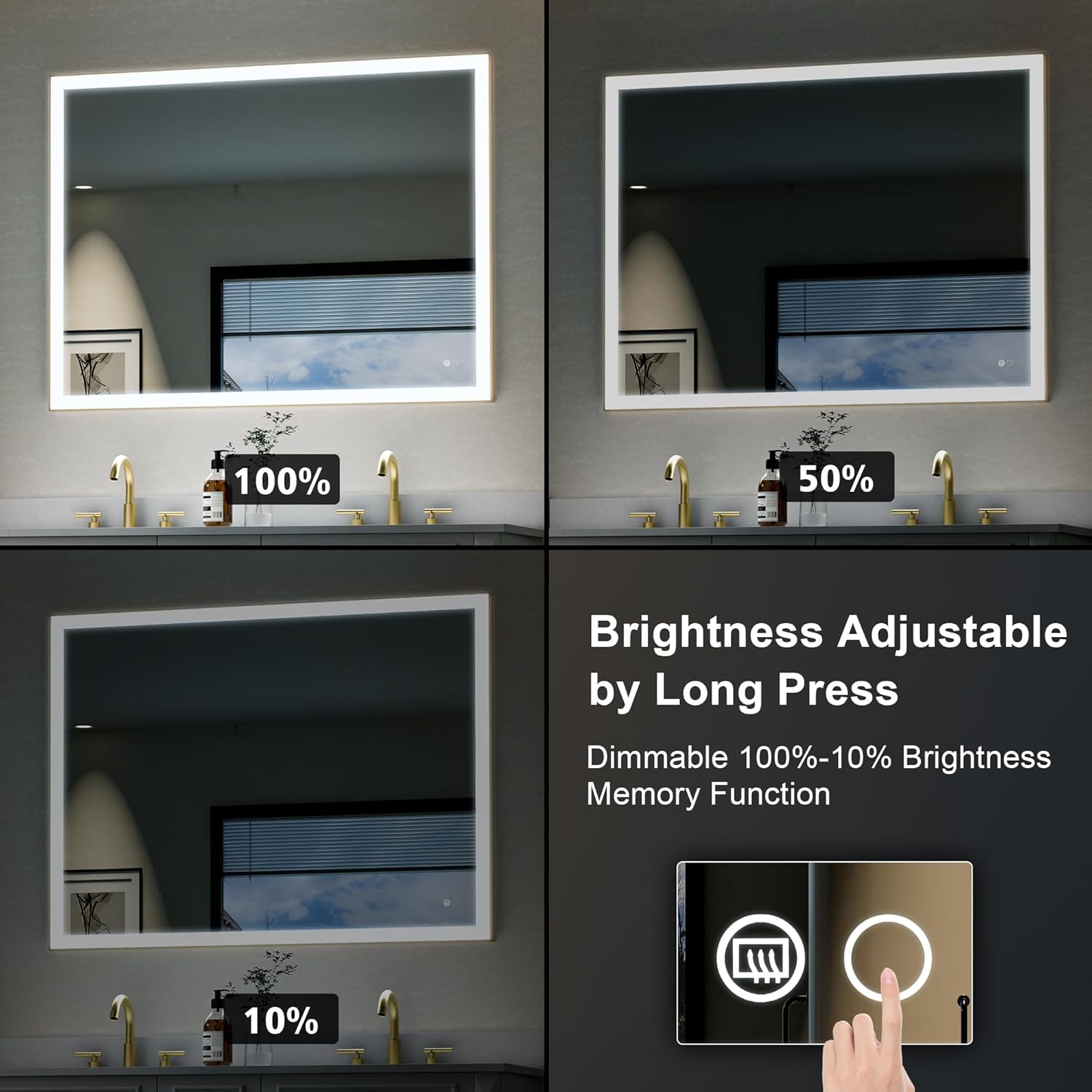Image showing touch controls for adjusting light color from 3000K warm to 6000K white.