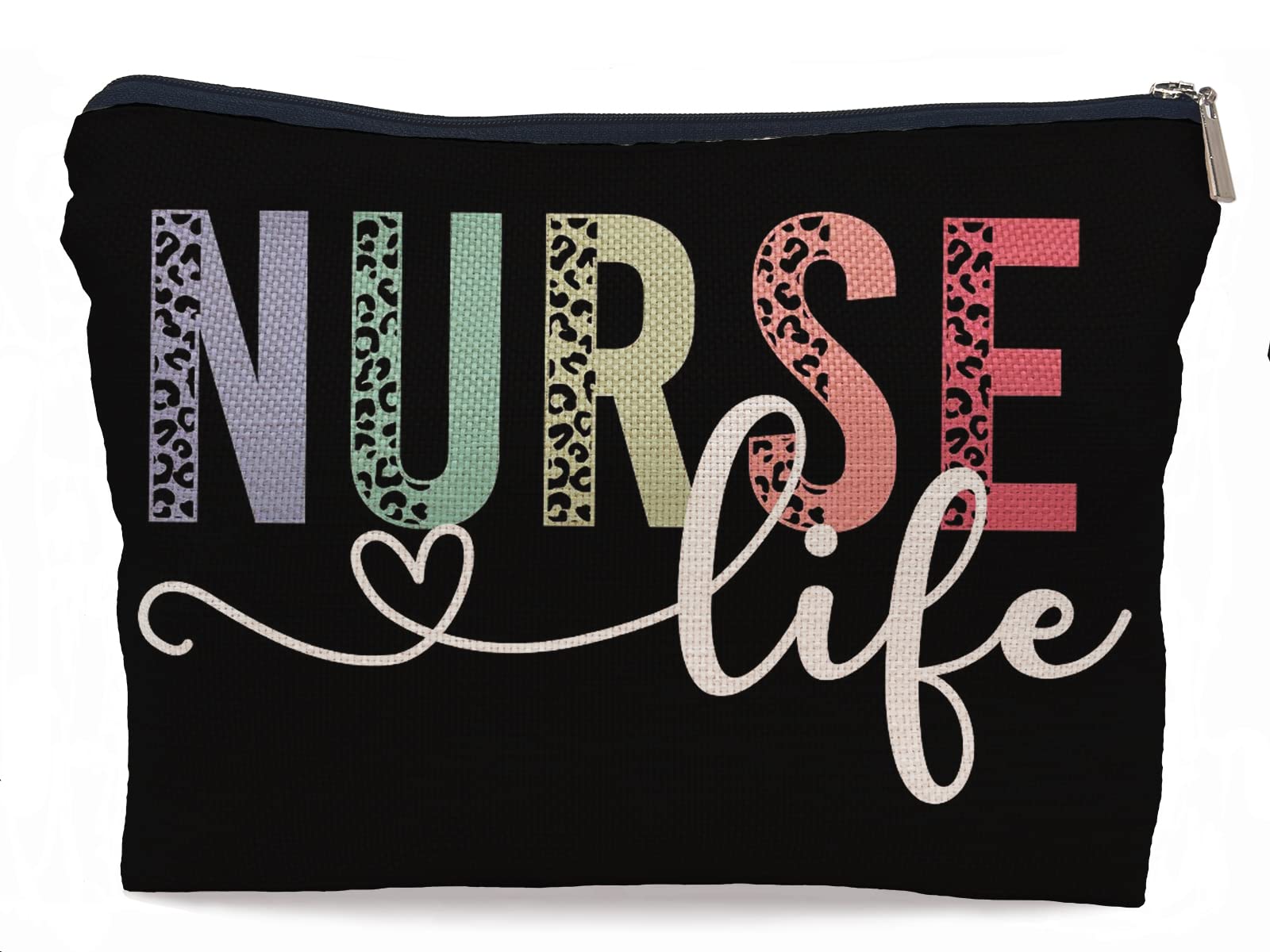 Lacosu Nurse Life Nursing Leopard Makeup Bag Make Up Cosmetic Bag Small Zipper Pouch,Nurse Appreciation Week Graduate Gift,Nursing Gift