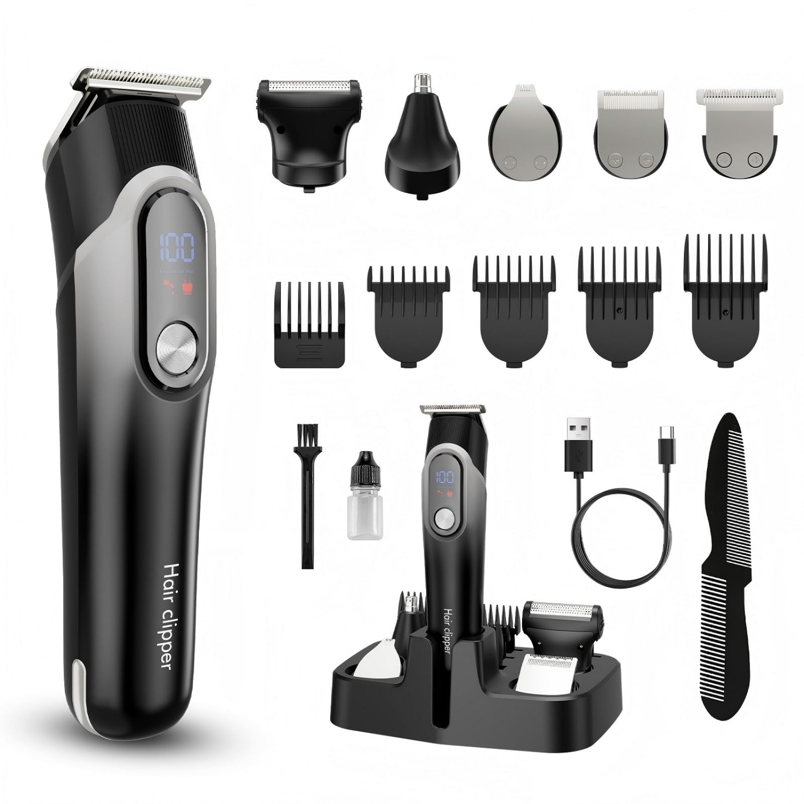 Beard Trimmer &amp; Hair Trimmer for Men, Mens Electric Razor, Gray