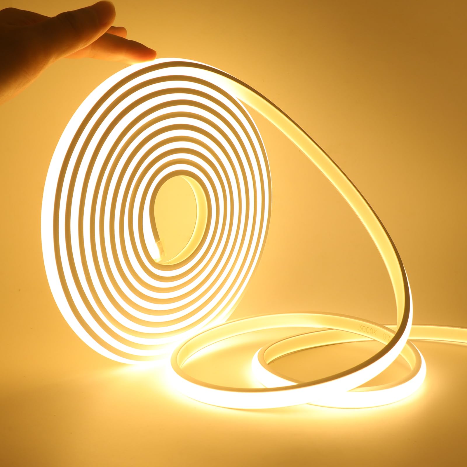 KISUFU 230V COB Neon LED Streifen, 288 LEDs/m Wasserdicht IP65 Schnitt alle 50cm, 220V LED Band Light Strip mit ON/OFF Schalter für Küche, Badezimmer, Werkbank, Die außendekoration.warm weiß,15M
