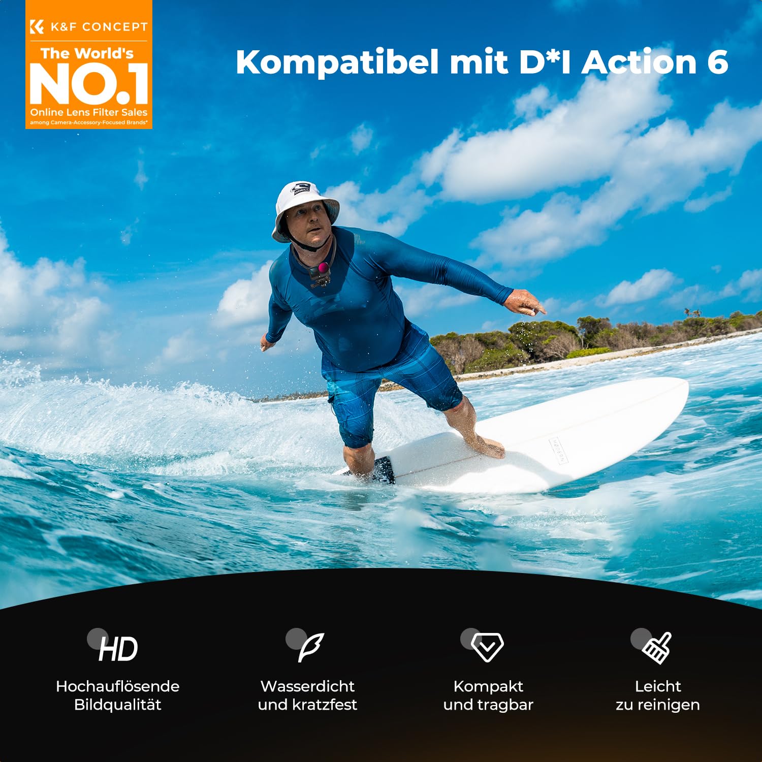 K&F CONCEPT ND&PL Filter-Set Kompatibel mit DJI Osmo Action 6, 4er-Pack Lichtreduzierende Filter zur Belichtungssteuerung aus optischem Glas mit Mehrschichtvergütung