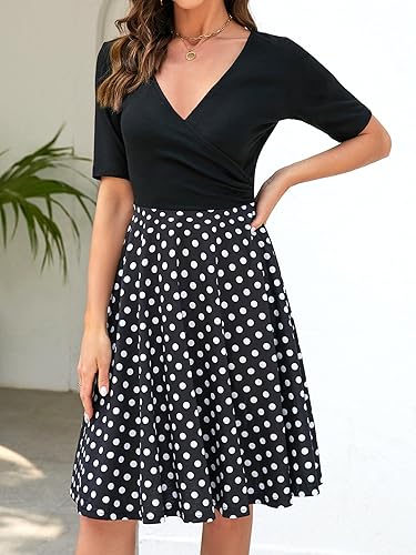 Miniatura 2 de Oxiuly OX233 - Vestido casual elástico para maternidad y lactancia con cuello en V para mujer, elegante vestido de té