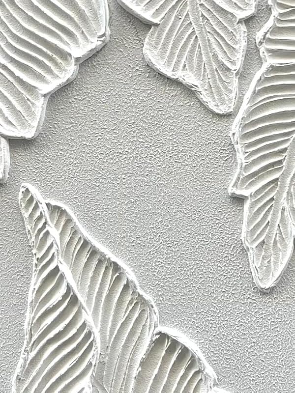 NANKAI Art Hand Painted Thick Texture White Abstract Art Oil Painting 48x24 inch White Leaf Texture Painter House Wall Art Decorative Oil Painting by NANKAI - Used condition - Image 2