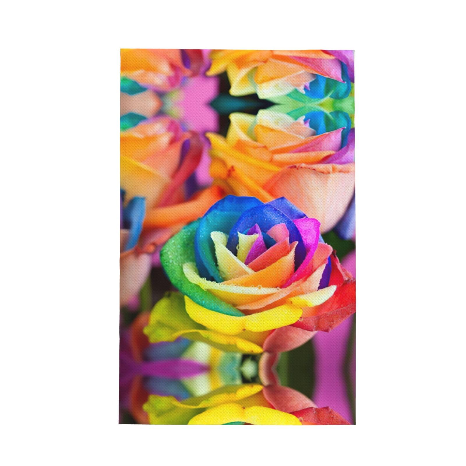 XXahnbm Color Rose Print Waffle Kitchen Towel,Absorbent Hand Towel