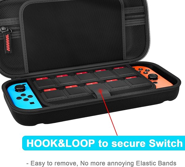 Étui de Protection Compatible avec Console Nintendo Switch,étui de Transport Rigide pour Nintendo Switch,étui de Protection avec Rangement pour 20 Jeux,Console et Accessoires (Noir, 2017 Inch) - 2