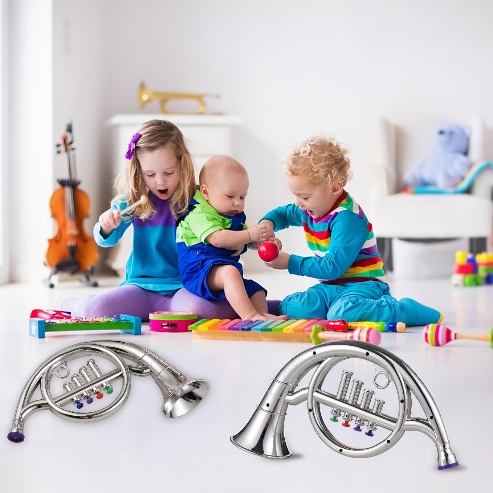 Cor D'harmonie Jouet 4 Touches Doré – Instrument éducatif En ABS – Pour Enfant – 38x19x10 Cm