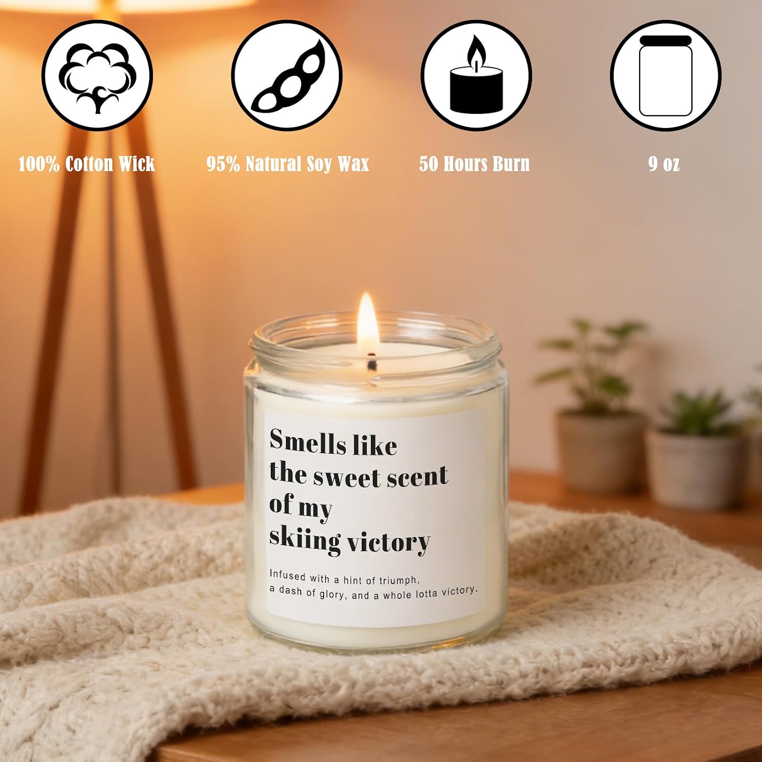Funny Skiing Gifts for Women Men Boys Girls, Skier Scented Candle image 2