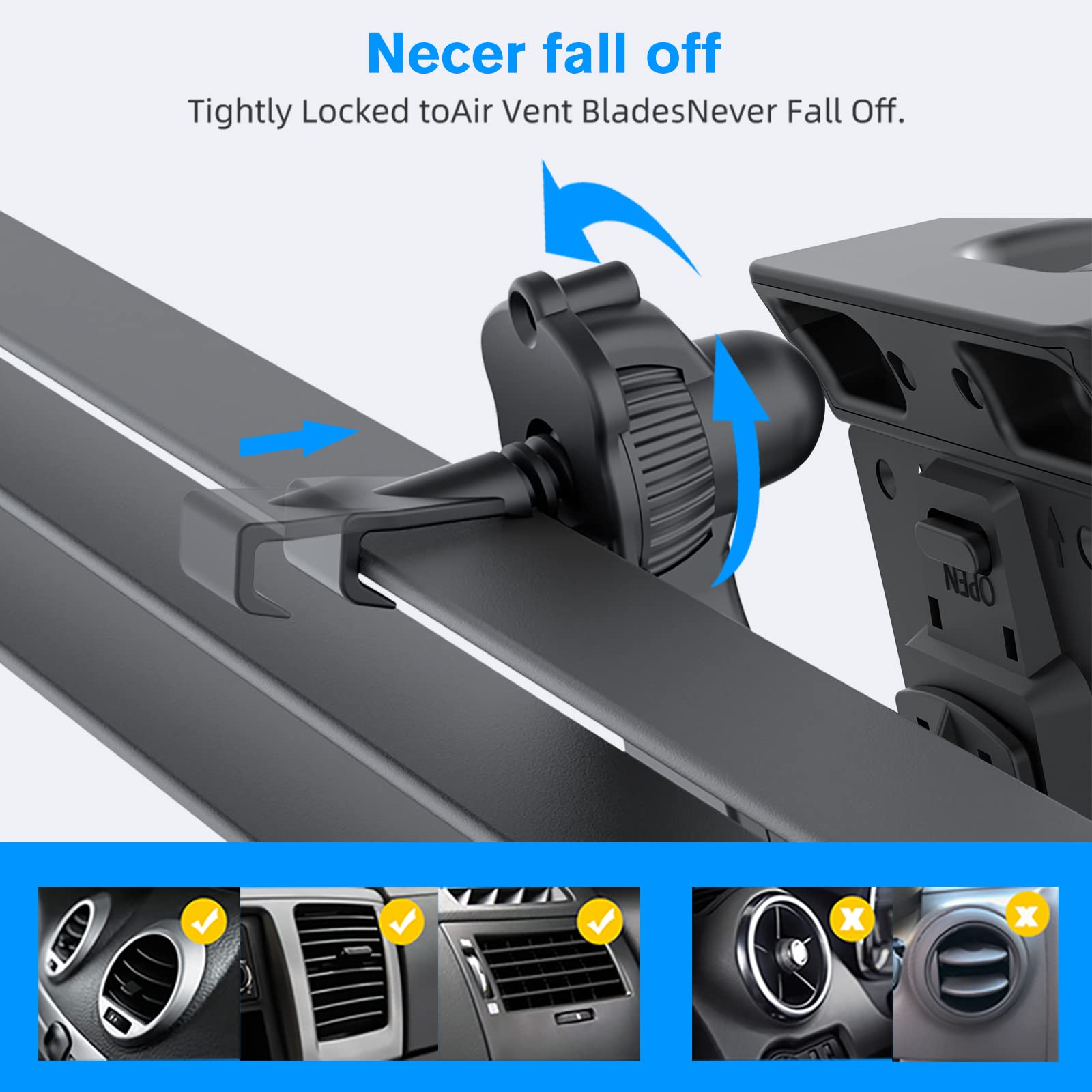 Support Tablette Voiture Universel - Ventouse Puissante, Rotation 360°, Réglable Pour Tablettes 7 à 12.9 Pouces