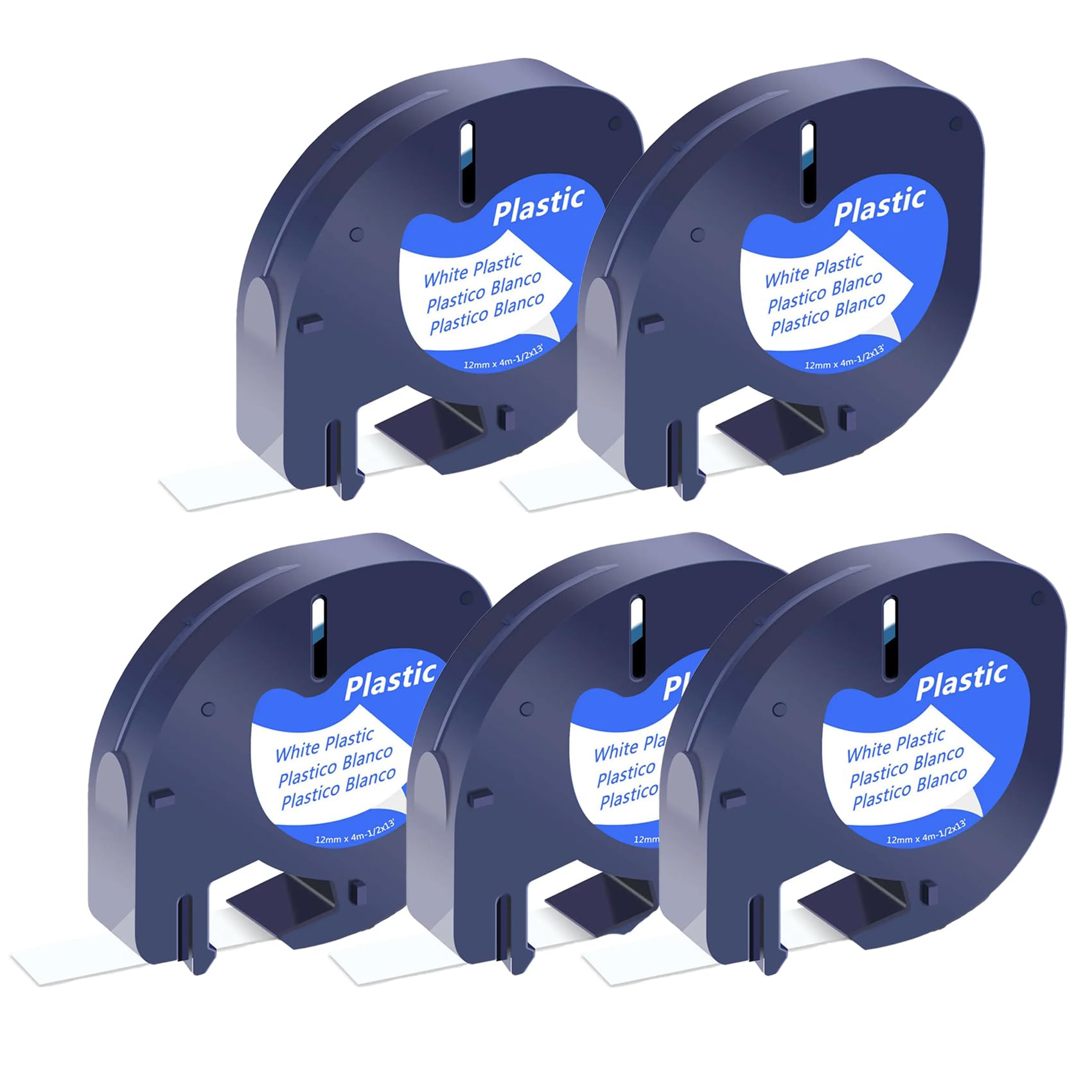 SHUBEIEUMI 5-Pack Label Tape Compatible with Dy-mo Black on White