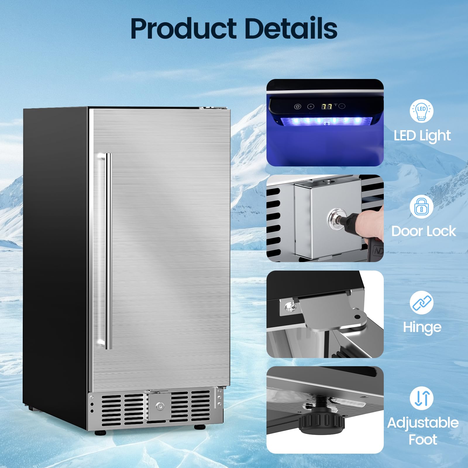 Cowsar 15 Inch Outdoor Beverage Refrigerator, Under Counter Beverage Fridge With Stainless Steel Door, Built-In Or Freestanding Beverage Cooler 127 Cans For Home/Kitchen/Patio/Bar on Fridge.com - View 5
