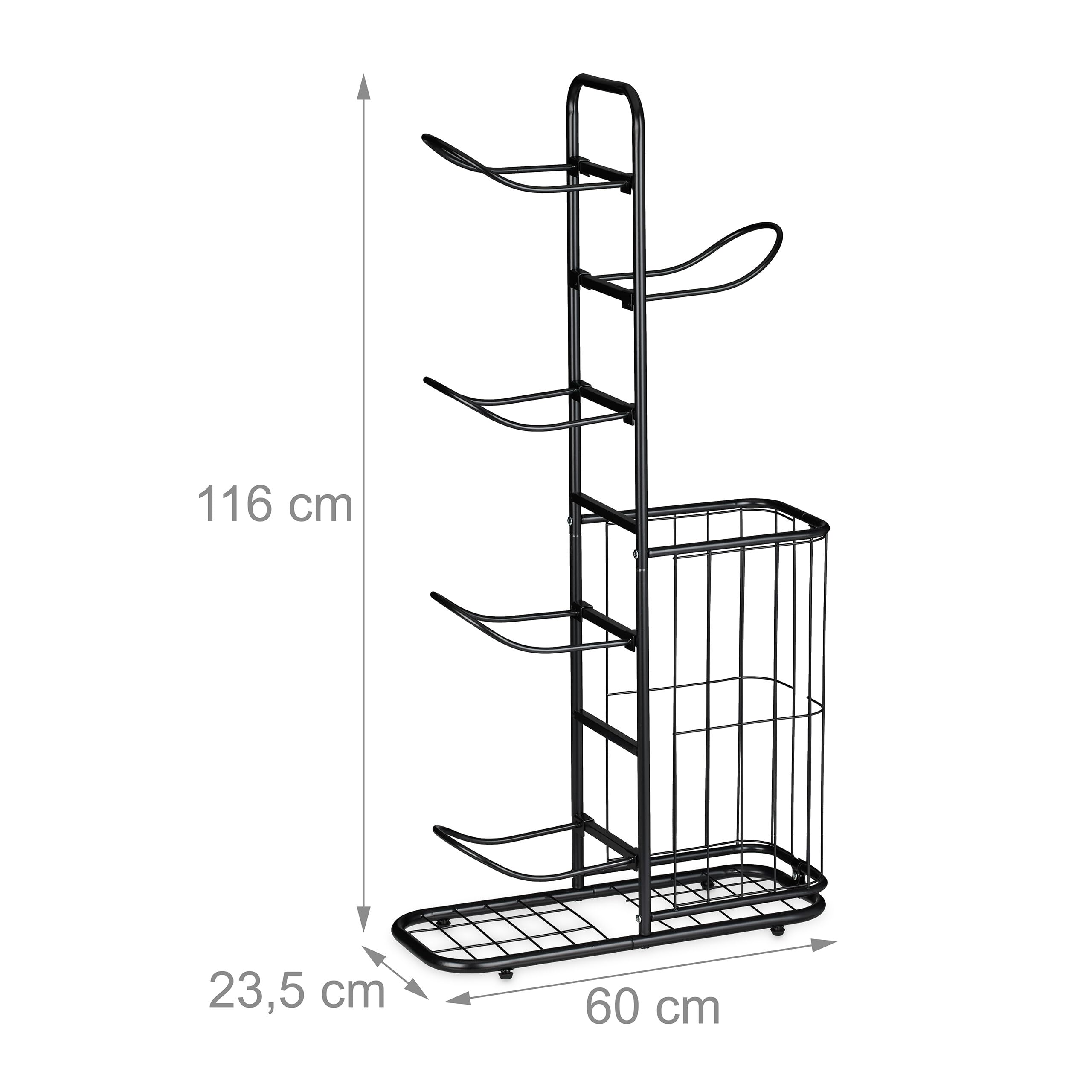 Relaxdays Scaffale per Attrezzatura Sportiva in Acciaio, Ceste per Palloni da Basket, Calcio, Pallavolo, Racchette, Nero