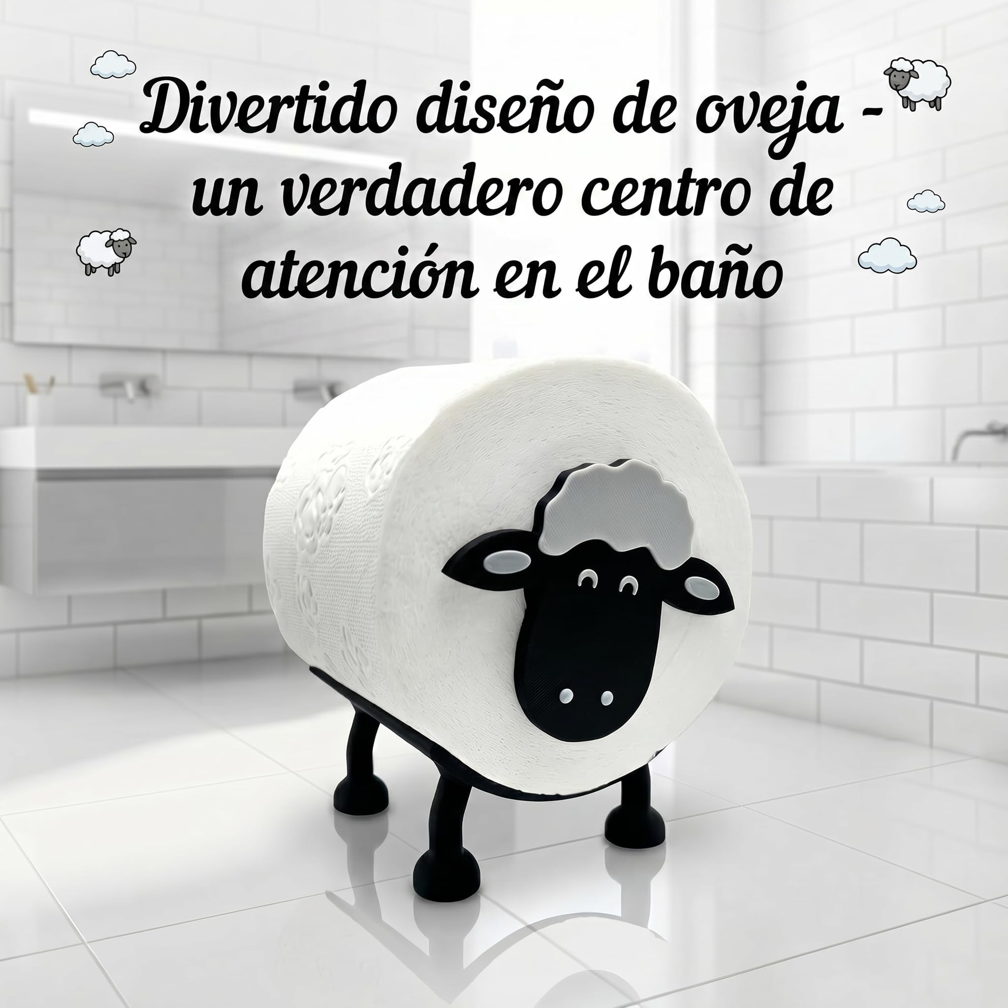 Portarrollos de papel higiénico de oveja, juego de 6 unidades – Soporte apilable para rollos de 38 – 42 mm – Divertido soporte para rollos de papel higiénico para inodoro y baño decoración | R-Satz