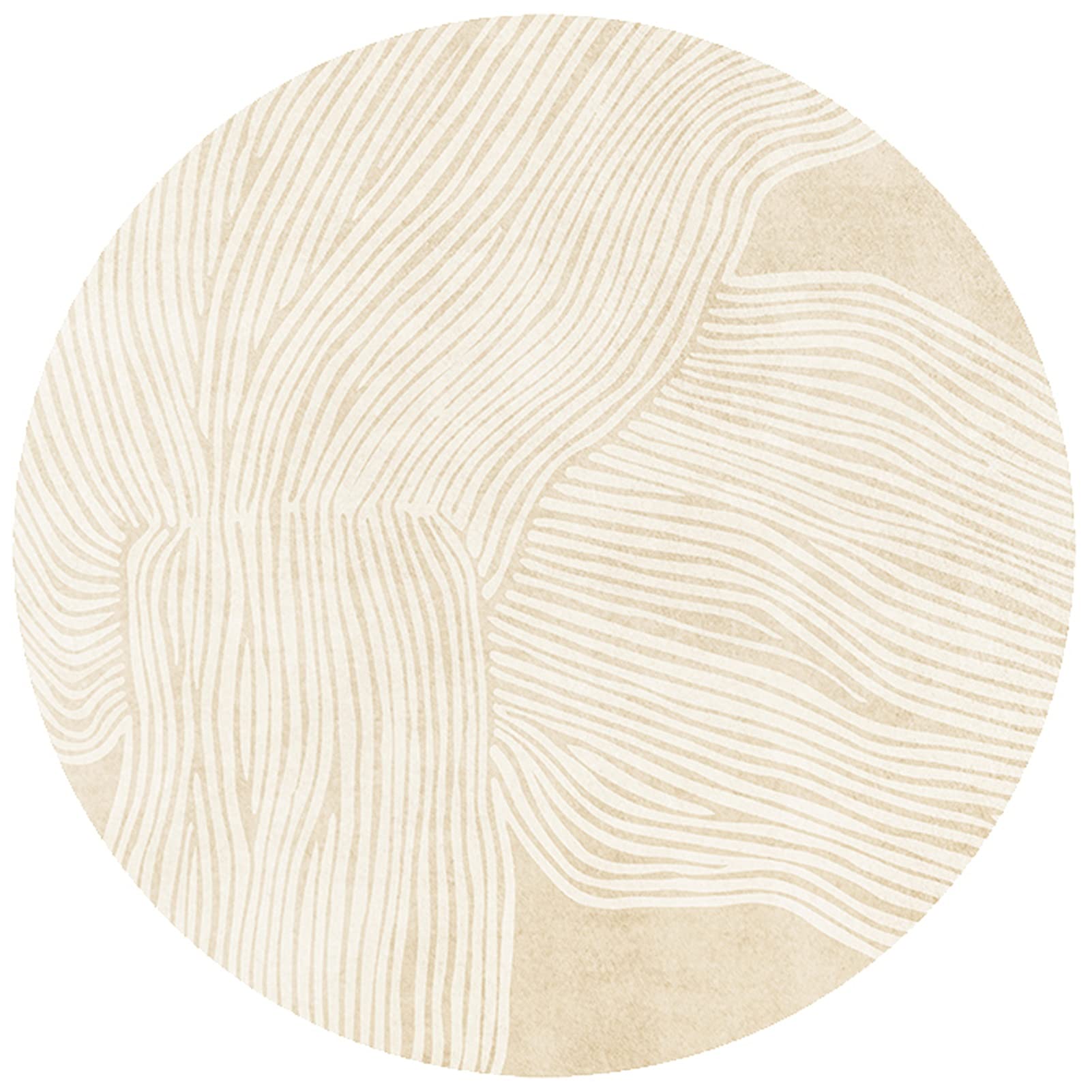 Tapis rond beige 180cm grand tapis de salon chambre cercle antidérapant support caoutchouc yoga