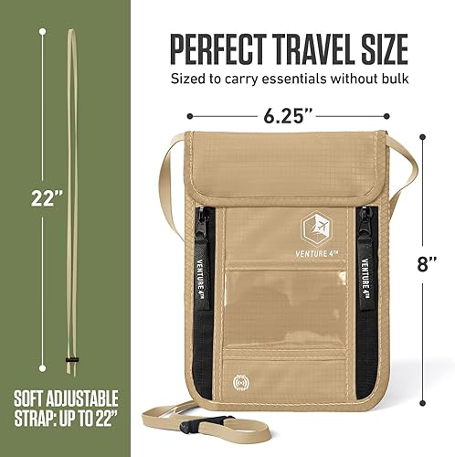 Vista 85 de Venture 4th bolsa de cuello de viaje con traba RFID, gris), V4-01-NP-GR