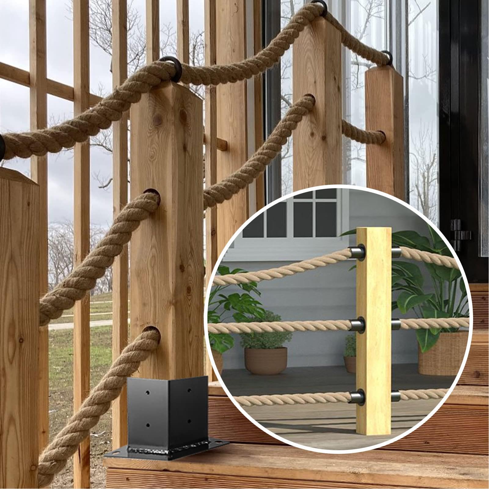 Supporto Per Fune Con Viti 4 Pezzi Decorativa Di Fissaggio In Acciaio | Kit Ringhiera E Recinzione Utilizzabile In Ambienti Esterni Come Giardino Terrazzo Recinzione Scale Ponte Nave