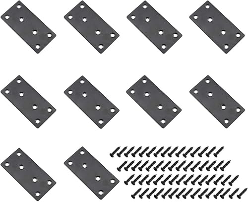 Miniatura 1 de Paquete de 10 soportes rectos planos de acero inoxidable, placa de soporte de metal de fijación para muebles, madera, estantes, gabinete con