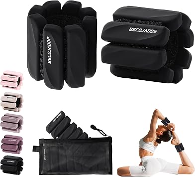 BECOJADDE Wrist Weights for Women Adjustable Ankle Weights Set of 2 1/2LB Each, Weighted Wristbands for Pilates, Yoga, Walking, Running