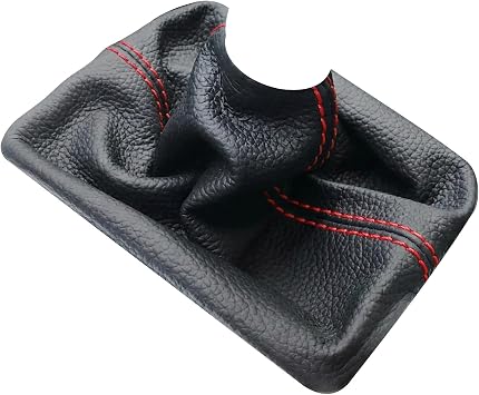 RedlineGoods Shift Boot Compatible with Ford Mustang 1987-93. Tailor Made - not Universal. Genuine top-Grade Italian Black Leather with Red Thread