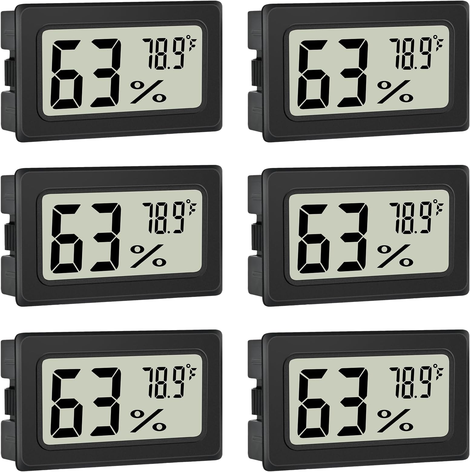 Humidity Meter Indoor Thermometer 6-Pack Mini Digital Thermometer Hygrometer Indoor Temperature Humidity Meters Gauge LCD Display Fahrenheit (℉) for Greenhouse, Reptile Tank, Cellar, Closet