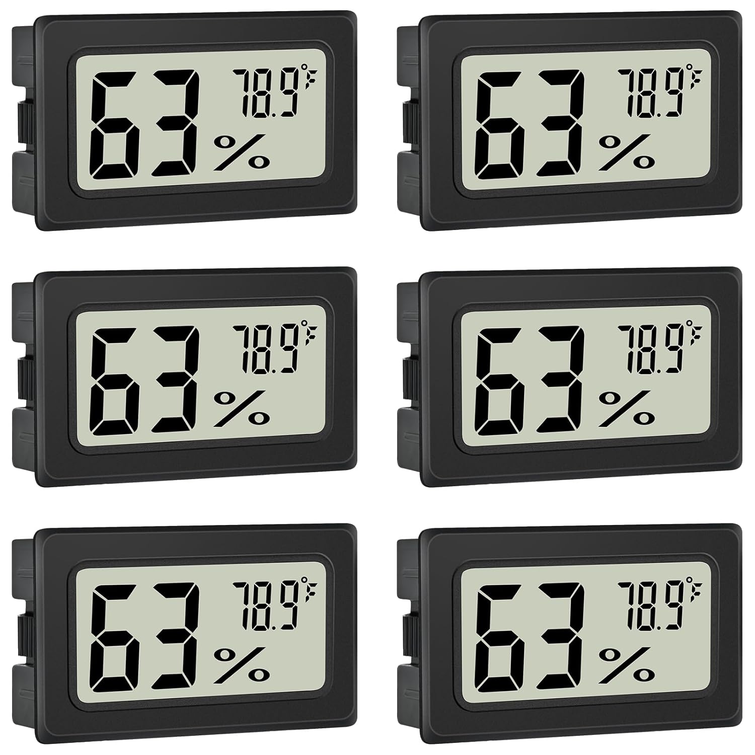 Humidity Meter Indoor Thermometer 6-Pack Mini Digital Thermometer Hygrometer Indoor Temperature Humidity Meters Gauge LCD Display Fahrenheit (℉) for Humidors, Greenhouse, Reptile Tank, Cellar, Closet Humidity Meter Indoor Thermometer 6-Pack Mini Digital Thermometer Hygrometer Indoor Temperature Humidity Meters Gauge LCD Display Fahrenheit (℉) for Humidors, Greenhouse, Reptile Tank, Cellar, Closet