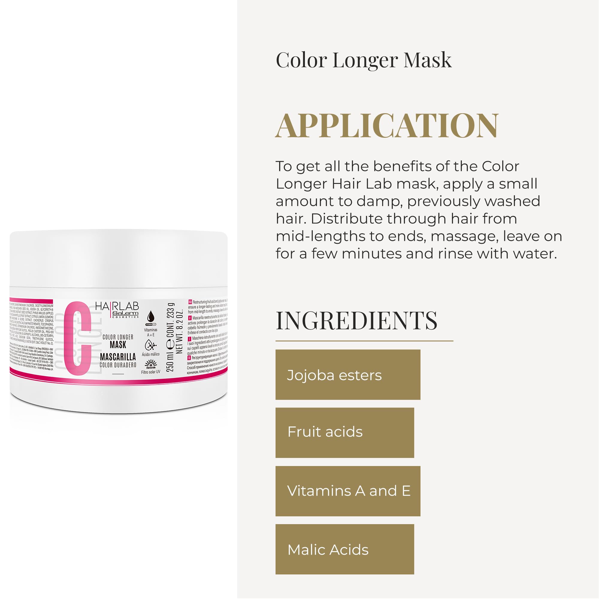Salerm Long Lasting Colour Mask 250ml, 250 ml (Pack of 1) - Image 4