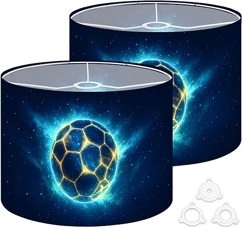 Drum Lamp Shades Futuristic Glowing Soccer Ball Space Vibrant Blue Nebula Lampshade for Floor Lamps Table Lamp Pendant Light Linen 13"x13"x10"