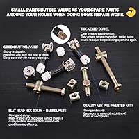 Vista 5 de Hilitchi 125 Pcs 3 in 1 Cam Fitting with Dowel and Pre-Inserted Nut with Zinc Plated Hex Drive Socket Cap Furniture Barrel Nuts Crib Screws