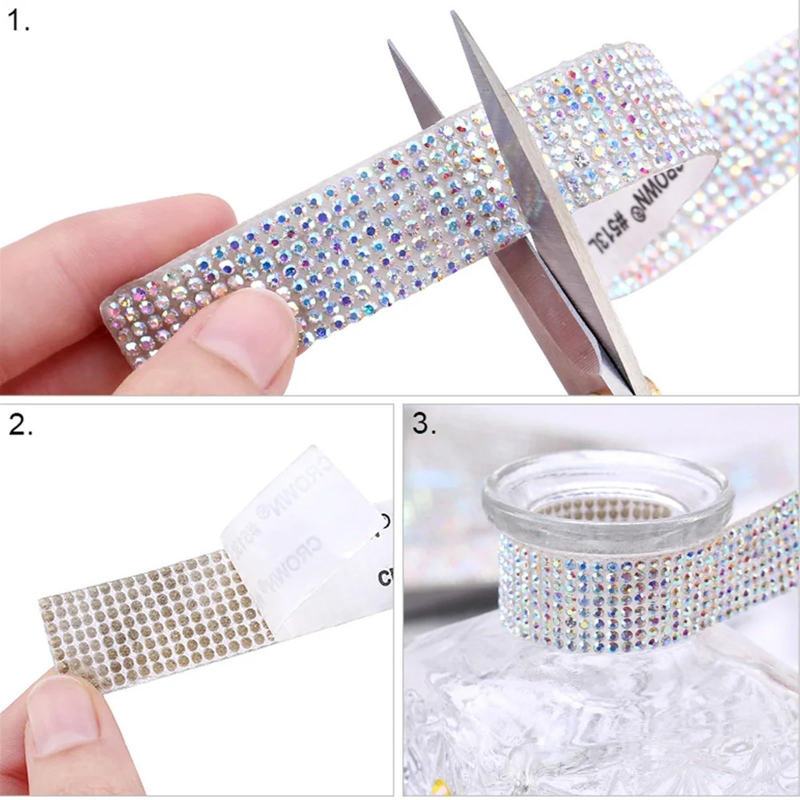 Diamantlinten 1 meter zelfklevende kristallen strass sticker diamant