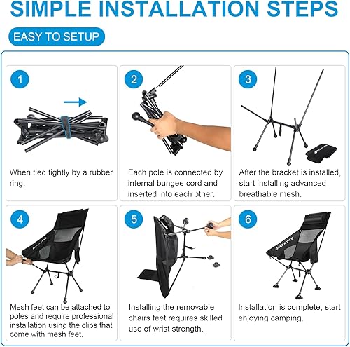 Miniatura 3 de Silla de camping ultraligera, sillas plegables con almohada, sillas de césped portátiles compactas para campamento, senderismo, viajes, picnic,