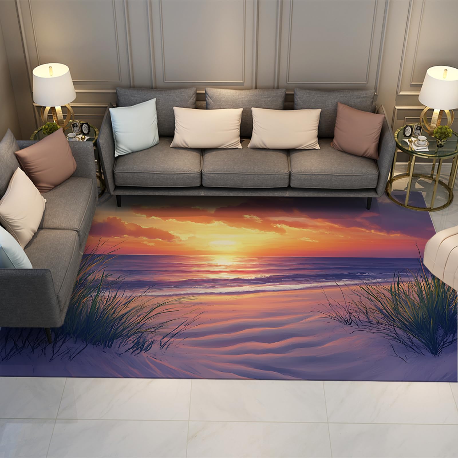 Tapis paysager mer et nature pour entrée de maison style campagne chic